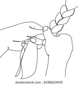 Braid and hands line art