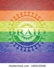 Braid lgbt colors emblem. Vector Illustration. Mosaic.