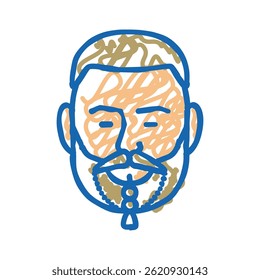braided beard hair style doodle icon sketch vector. braided beard hair style sign. isolated symbol illustration