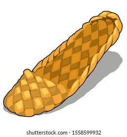 Braided from birch bark Lapot  isolated on a white background. Vector cartoon close-up illustration
