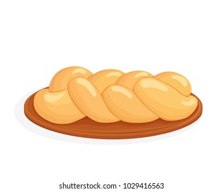 Braided bread, Challah - jewish traditional holiday bread, isolated on white background