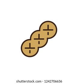 Braided bread filled outline icon, line vector sign, linear colorful pictogram isolated on white. Jewish Challah bread symbol, logo illustration. Pixel perfect vector graphics