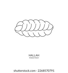 Braided bread named Challah in Hebrew eaten on the Shabbat and Jewish holidays. Black icon on white background. Can be used for logo, banner, flyer, sticker, poster, greeting card, decoration