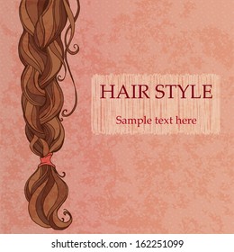 braided brunette hair vintage style poster