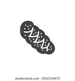 Braided challah bread vector icon. filled flat sign for mobile concept and web design. Challah bread glyph icon. Symbol, logo illustration. Vector graphics
