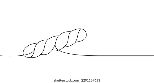 Braided french bread one line continuous drawing. Bakery pastry products continuous one line illustration. Vector minimalist linear illustration.