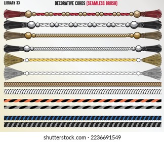 BRAIDED KNITTED WOVEN PATTERN CORD, ROPE, CABLE SEAMLESS BRUSH IN EDITABLE VECTOR