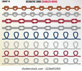 BRAIDED KNITTED WOVEN PATTERN CORD, ROPE, CABLE SEAMLESS BRUSH IN EDITABLE VECTOR