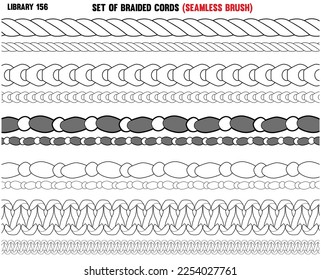 BRAIDED KNITTED- WOVEN PATTERN CORD, ROPE, CABLE SEAMLESS BRUSH IN EDITABLE VECTOR