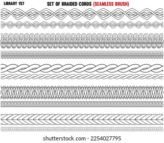 BRAIDED KNITTED- WOVEN PATTERN CORD, ROPE, CABLE SEAMLESS BRUSH IN EDITABLE VECTOR