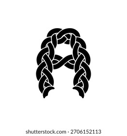 Ilustración vectorial de silueta inicial de letra A de nudo trenzado para diseño de logotipo de monograma