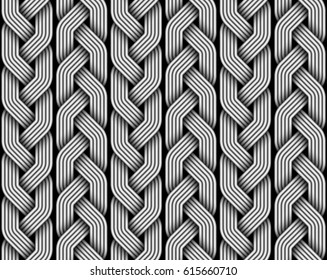 Braided pigtails fiber seamless pattern. Vector decorative illustration