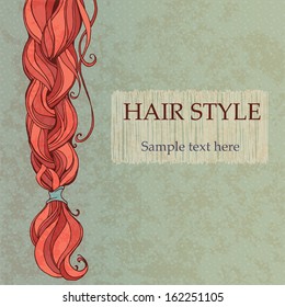 braided red hair vintage style poster