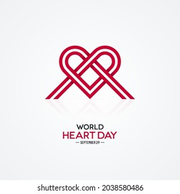 Braided ribbon heart shape on white background. World Heart Day banner design.