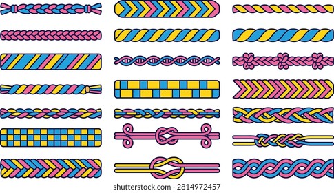 Braided rope and cord patterns in vibrant color combinations