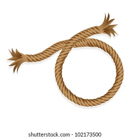 Braided Rope Isolated On White Background, Vector Illustration