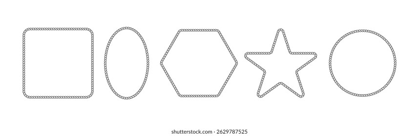 Braided rope shape with anchor knot for nautical decorations. Flat vector illustration isolated on white background.