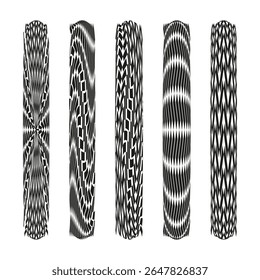 Tiras de corda trançadas. Padrões de cordões tecidos. Design de fibra trançada. Textura do cabo vetorial.