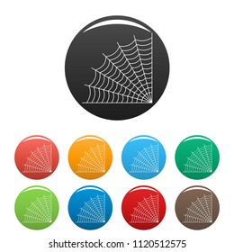 Braided spiderweb icon. Outline illustration of braided spiderweb vector icons set color isolated on white