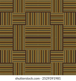 Gevlochten getextureerd goud halve toon 3d naadloos patroon. Luxe halve toon vierkanten pixel art vector achtergrond. Gouden grunge halftoonornamenten met strepen, vierkanten, lijnen. Modern design. Eindeloze textuur