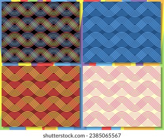 Braided wavy thin lines seamless pattern. Vector collection.