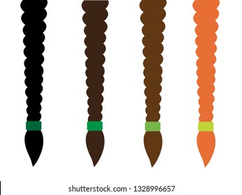 Braids of different colors. Vector illustration.