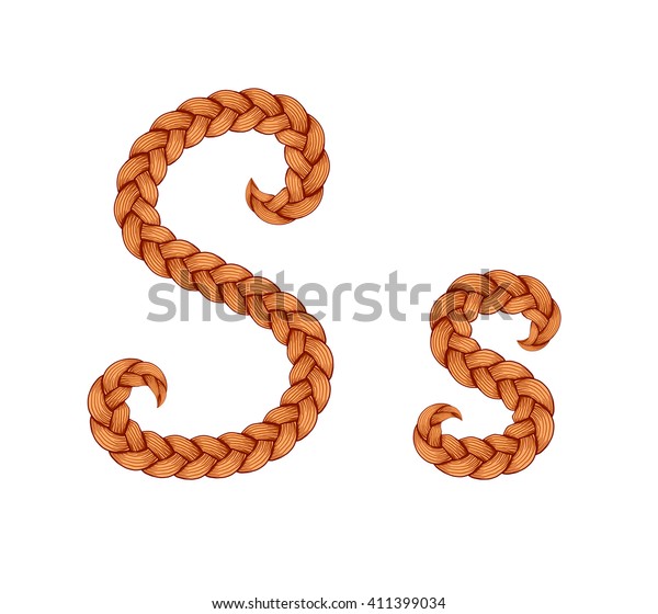 braids font alphabet made hairstyle plaits stock vector