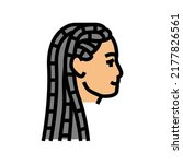 braids hairstyle color icon vector. braids hairstyle sign. isolated symbol illustration