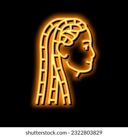 braids hairstyle neon light sign vector. braids hairstyle illustration