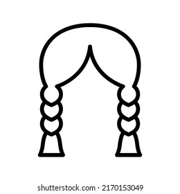 Braids Icon. Line Art Style Design Isolated On White Background