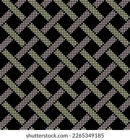 Braids.Cross-stitch.Ornament. Vector.Seamless pattern on white and colored background.