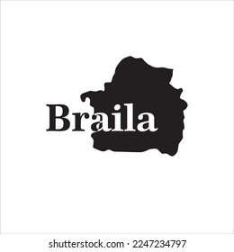Braila map and black lettering design on white background