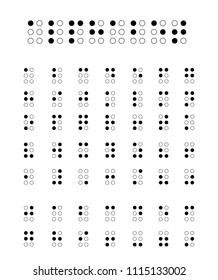 Braille alphabet. Alphabet for the blind. Tactile writing system used by people who are blind or visually impaired.  Vector illustration. 