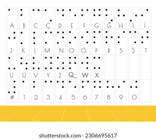 Braille alphabet for the blind. turkish version of Braille alphabet