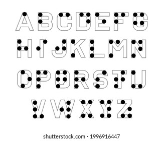 Braille alphabet. English version of Braille alphabet. Abc for vision disable blind people.