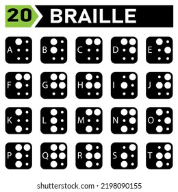 Braille Alphabet Icon Set Include A To Z