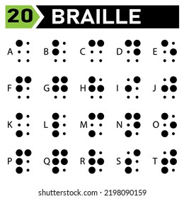 Braille Alphabet Icon Set Include A To Z