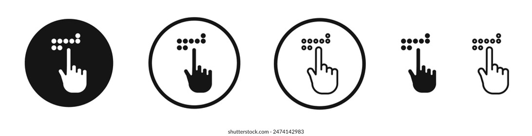 Conjunto de iconos del alfabeto Braille. Símbolo del alfabeto táctil de las Personas ciegas.