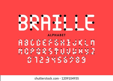 Braille alphabet letters and numbers, vector illustration