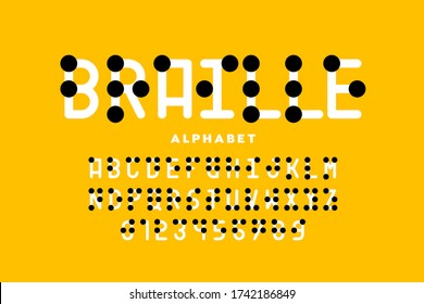 Alfabeto braille, letras y números ilustraciones vectoriales