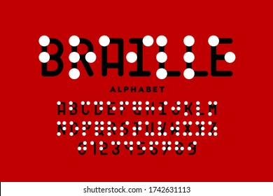 Braille alphabet, letters and numbers vector illustration