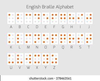 Braille alphabet letters. Braille is a tactile writing system used by people who are blind or visually impaired. Vector illustration.