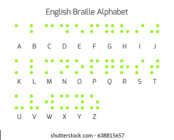 Braille alphabet letters. Braille is a tactile writing system used by people who are blind or visually impaired. Vector illustration.