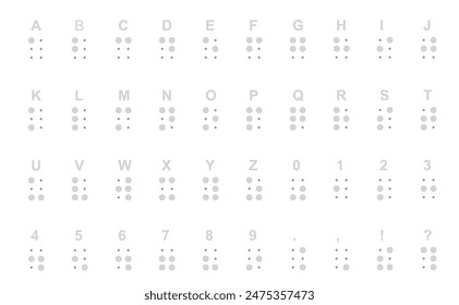 Alfabeto Braille y números. Vector