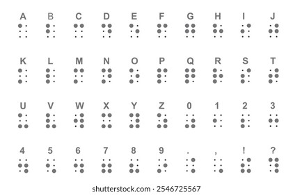 Alfabeto braille y números. Vector