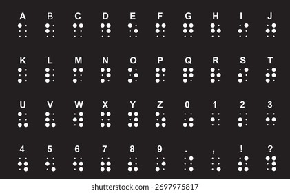 Alfabeto braille y números. Vector	
