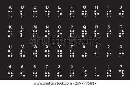 Braille alphabet and numbers. vector	

