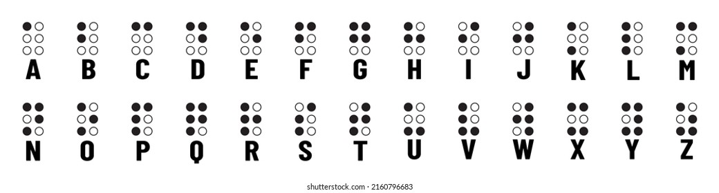 Braille Alphabet - Tactile Writing System Used By People Who Are Blind - Vector Illustrations Set Isolated On White Background
