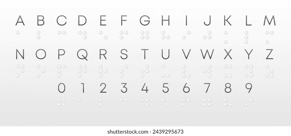 Braille Alphabet. Visually impaired writing system symbols. Braille Language. Blind Reading. Help of handicapped people read. Vector Illustration.