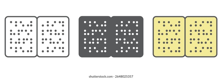 Coleção de ícones de livros em braille, deficiência e cego, livro escrito em braille sinal vetorial definir gráficos, traço editável ícone linear, eps 10
